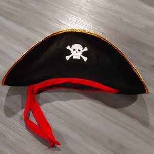 Black Pirate Hat with Red Band